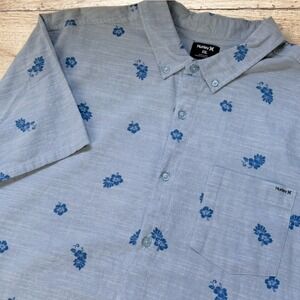 Hurley Mens One‎ and Only Lido Stretch Short Sleeve Shirt NWT - XXL - Blue